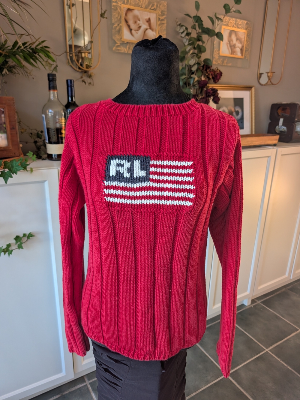 Vintage 90s/Y2K Polo Jeans Co. Ralph Lauren red 100% cotton ribbed knit sweater